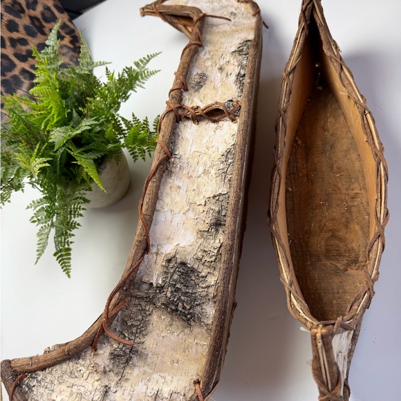 Two Rustic Birch Wood Decorative Canoes - Picture 5 of 14